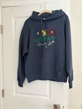 Navy Blue Floral Graphic Hoodie
